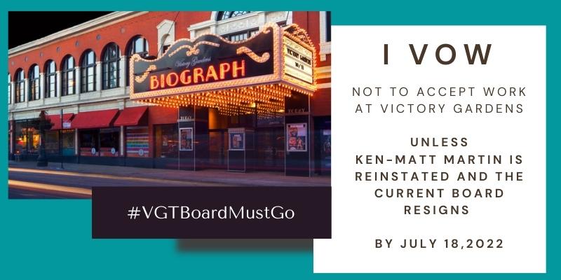 The Chicago Inclusion Project staff stand in solidarity with <a href="/theVGTnine/">VGT STAFF</a> and vow not to work with VG until Ken-Matt Martin is reinstated as Artistic Director and the current Board resigns by July 18, 2022. Join us in supporting them by signing petition:
rb.gy/nu9csm