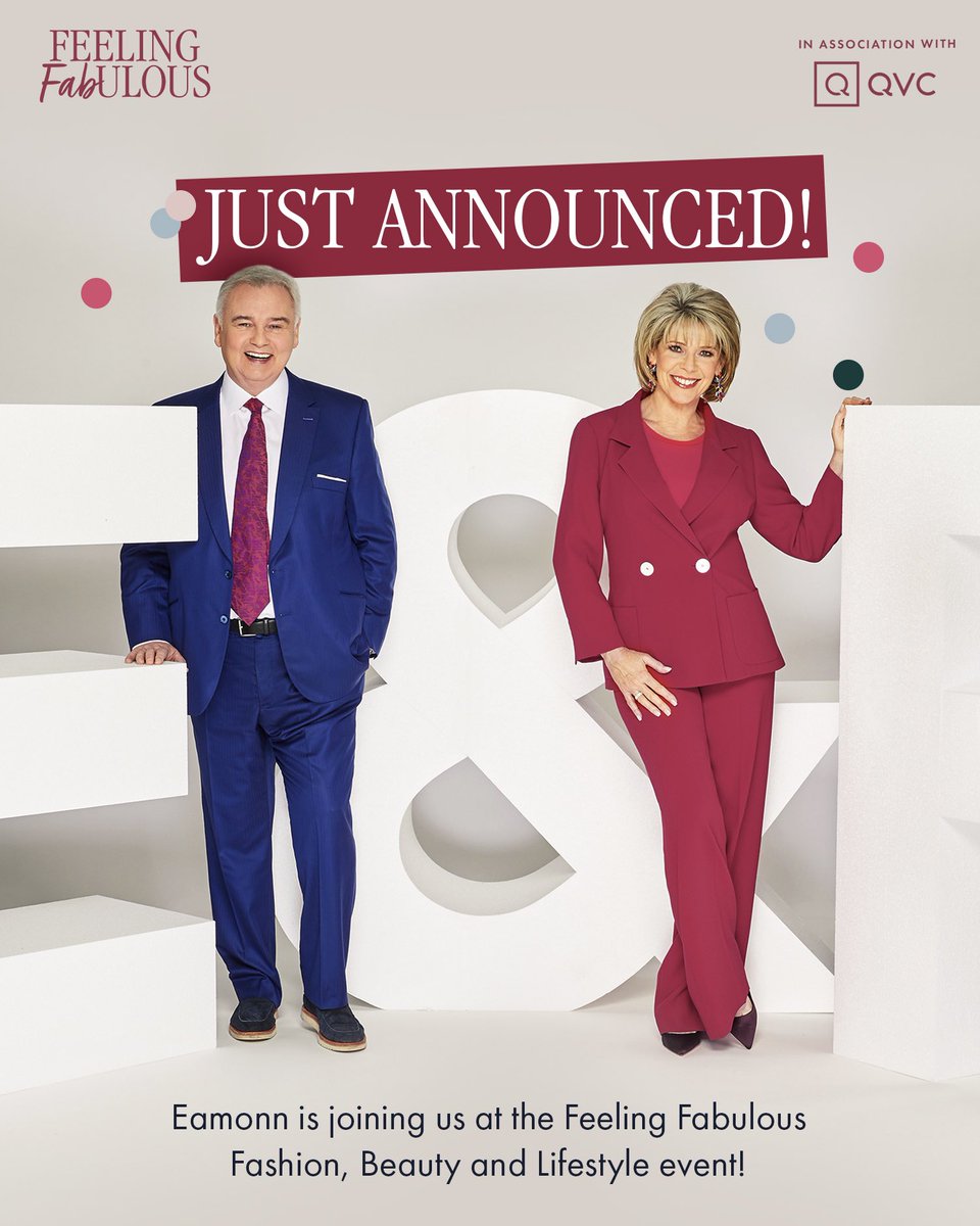 Very excited to announce @EamonnHolmes will be joining the line up for Feeling Fabulous with Ruth. To celebrate we’re giving away some free tickets!! 🎉 Visit: feelingfabulouswithruth.com for your chance to win! Good luck and hope to see you there x