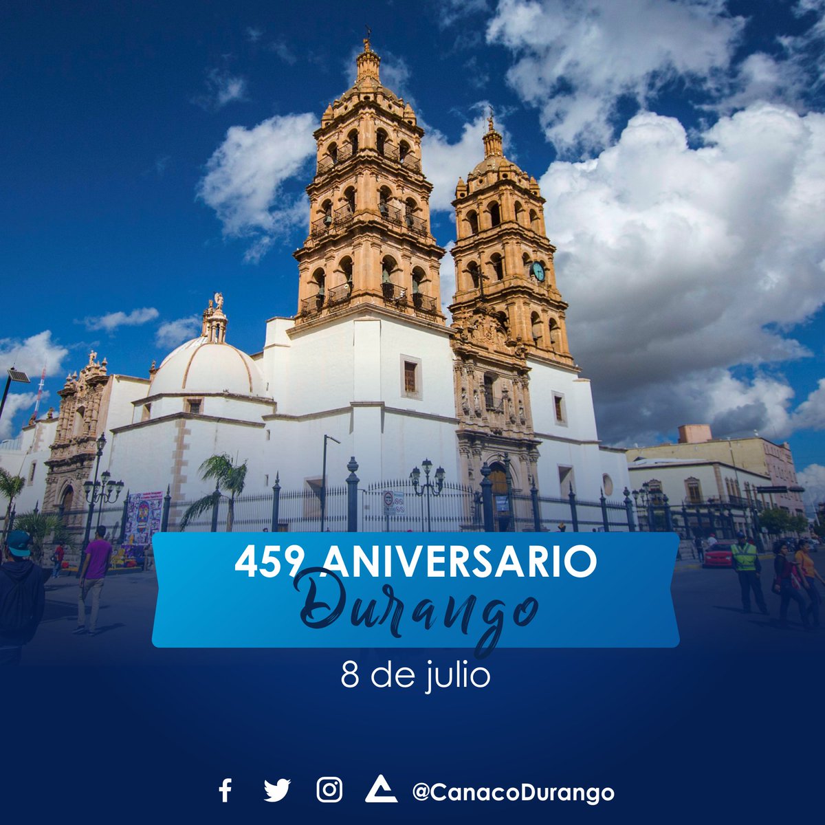CanacoDurango's tweet photo. Durango fue fundada el 8 de julio de 1563 por Francisco de Ibarra con el nombre de Villa de Durango.
Hoy en el aniversario 459 de la tierra de los alacranes 🦂 festejemos nuestra historia, cultura y tradiciones con orgullo de ser Duranguenses.
#soMoscanaco #CanacoContigo https://t.co/ahLonvUovq