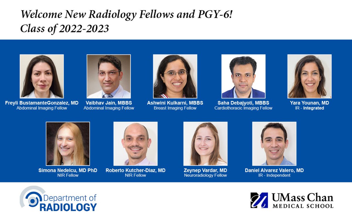 Welcome New #Radiology Fellows and PGY-6! #umasschan #teachinghospital #RadFellows