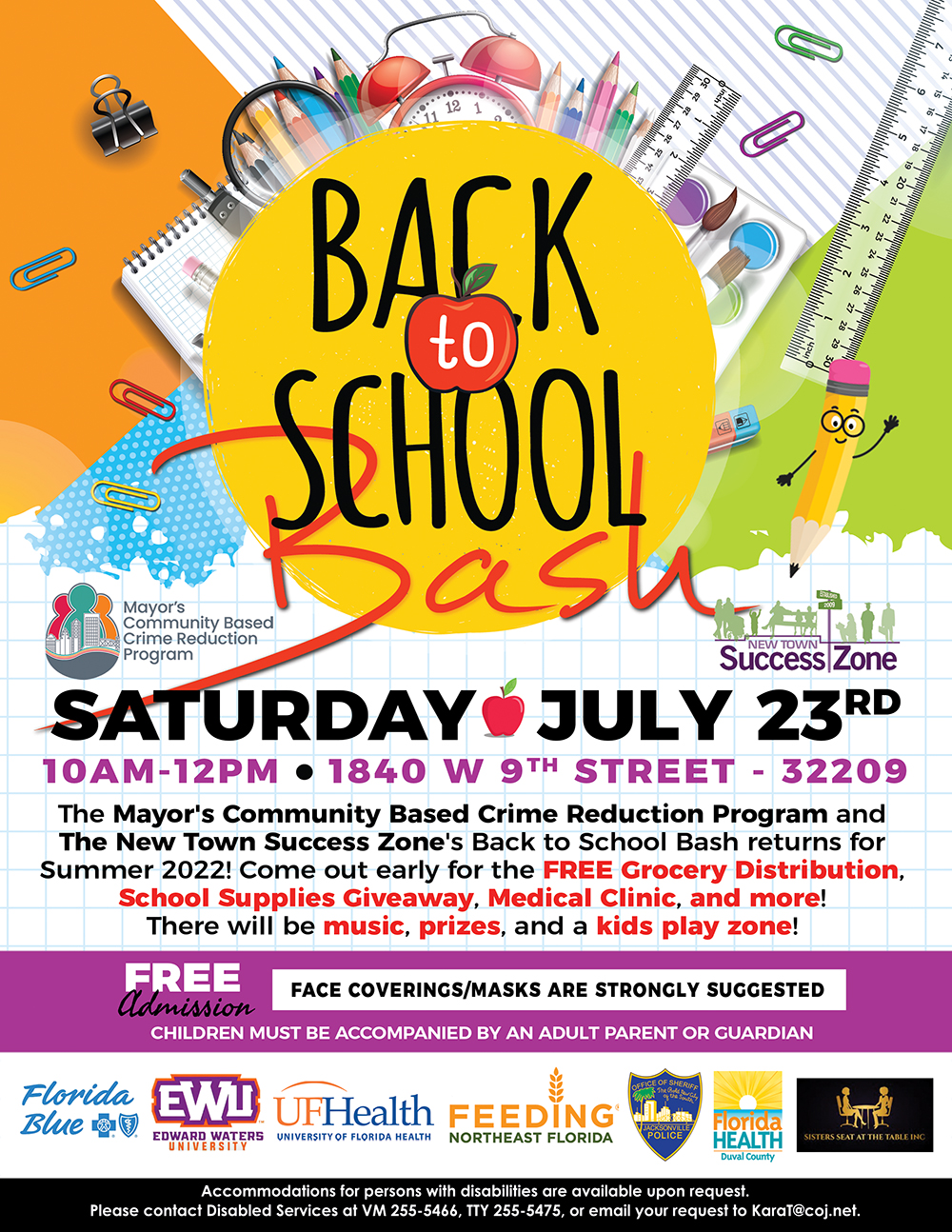 City Of Jacksonville Coj Save The Date The Mayor S Cbcr Program And The New Town Success Zone S Back To School Bash Is Saturday July 23rd From 10am 12pm Come To