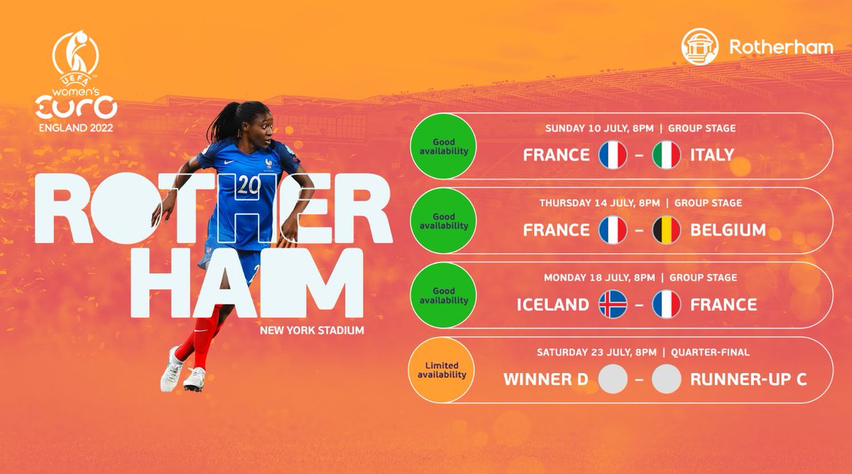 RMBCEvents's tweet photo. TWO. DAYS. TO. GO. until Rotherham hosts its first #WEURO2022 match! Plus, an amazing mix of performances and activities across in the town centre. WE CANNOT WAIT! 
Women's EURO Fan Party
Rotherham town centre
10 July, 12 noon - 6pm
Come join us for all the fun!
#RothWEURO2022 https://t.co/OG9e8oWE7X