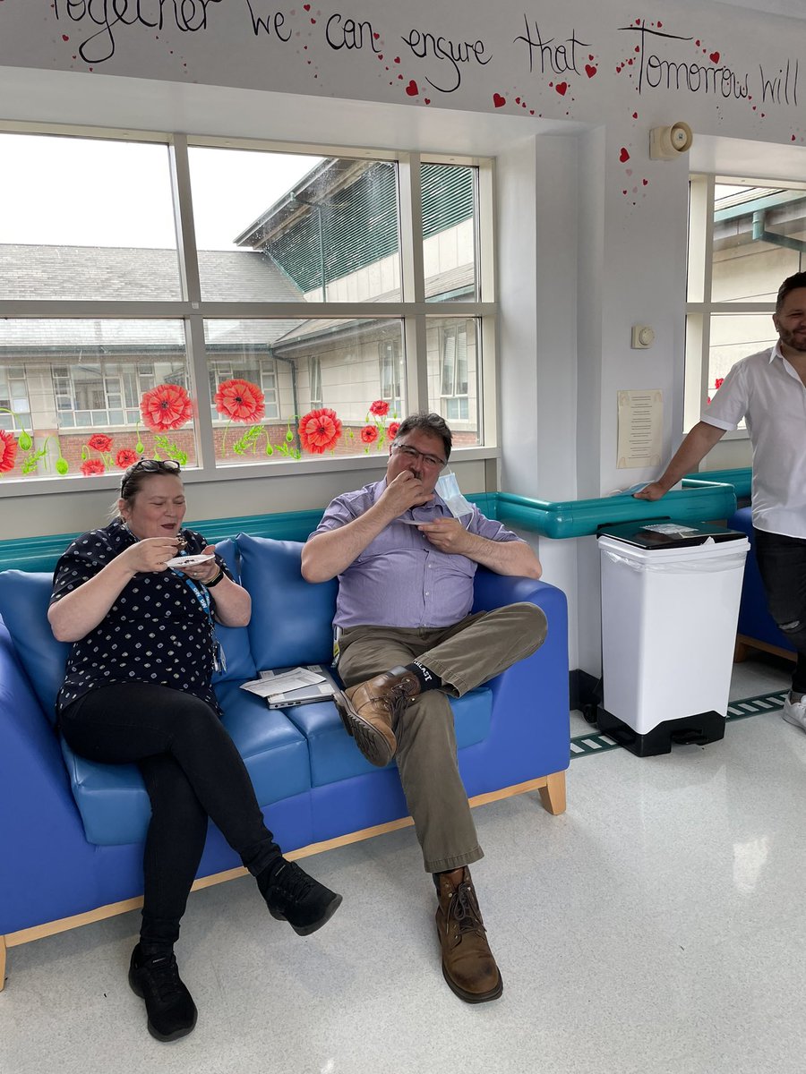 Today on Captain Sir Tom corridor, staff, pts &amp; relatives celebrated the NHS birthday (consent obtained)# @p4fabs # <a href="/AmyBeswick88/">Amy Beswick</a> # <a href="/BTHmedicineOTPT/">BVH Acute Medicine OT & PT Team</a> # <a href="/BlueSkiesFund/">Blue Skies Hospitals Fund</a> # <a href="/BTHIMPF/">BTH IMEC Division</a>