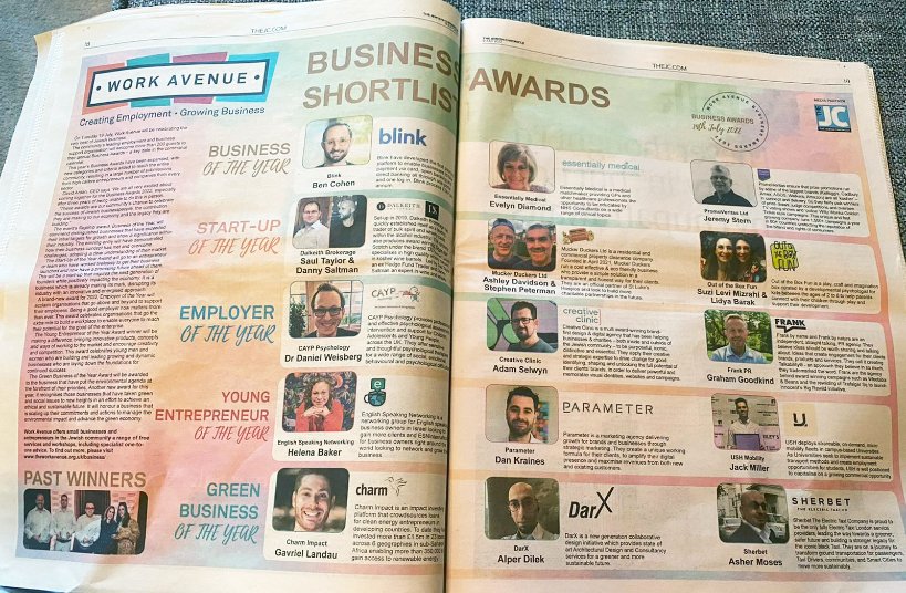 cc_comms_uk's tweet photo. Thank you @theworkavenue and @JewishChron for including us in your double page spread about the Work Avenue Business Awards 2022 nominations today, where we have been shortlisted for 'Employer of the Year'. We are excited to be included. https://t.co/Ldcunf75IS