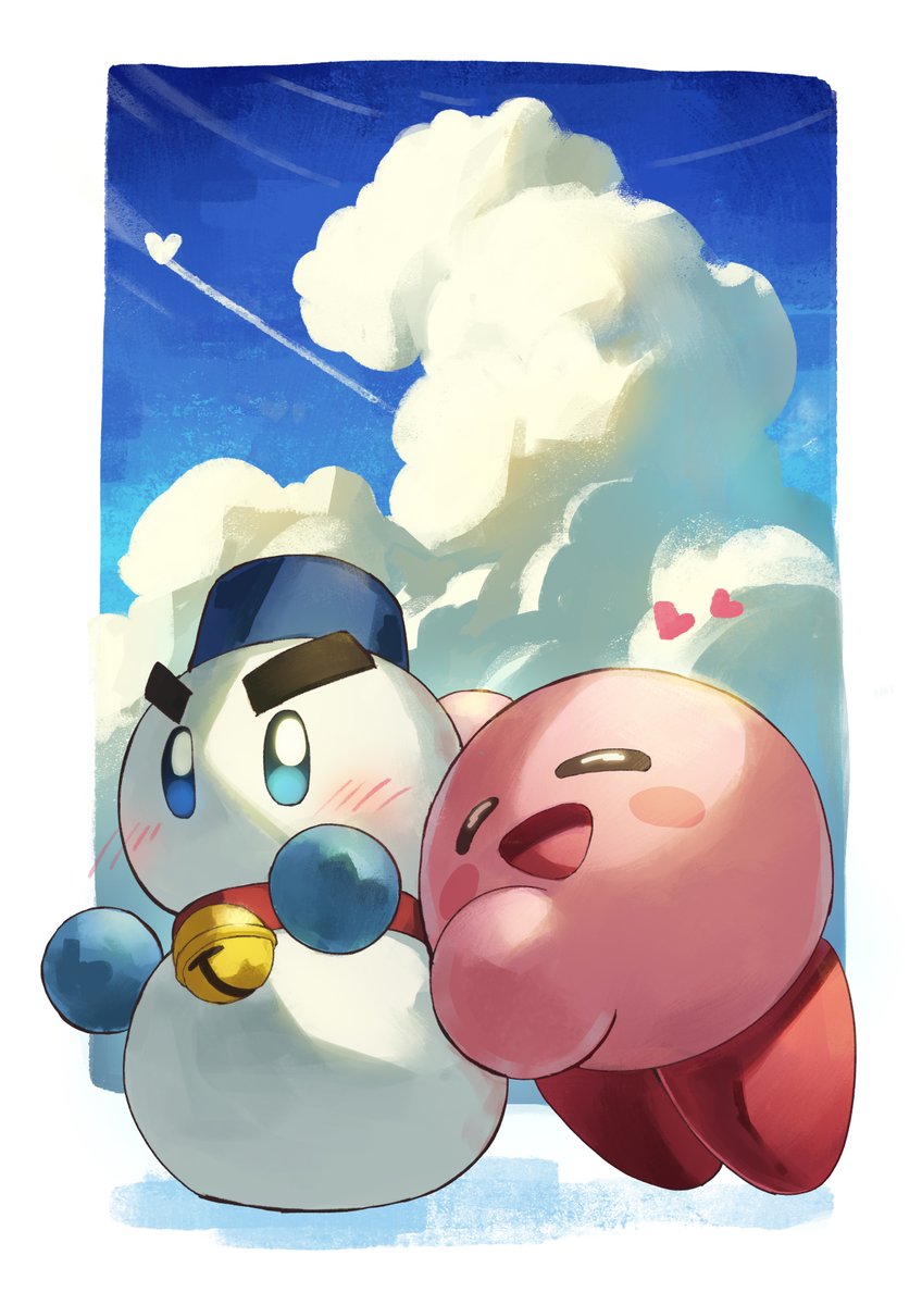 kirby bell blush cloud sky heart blue eyes smile  illustration images