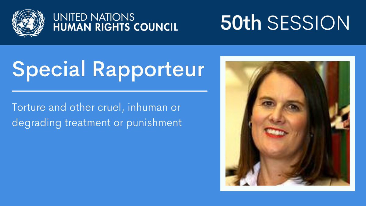 UN Human Rights Council (@un_hrc) on Twitter photo At #HRC50, the Human Rights Council appointed <a href="/DrAliceJEdwards/">Alice J Edwards UN Special Rapporteur Torture</a> as Special Rapporteur on torture and other cruel, inhuman or degrading treatment or punishment. At #HRC50, the Human Rights Council appointed <a href="/DrAliceJEdwards/">Alice J Edwards UN Special Rapporteur Torture</a> as Special Rapporteur on torture and other cruel, inhuman or degrading treatment or punishment.