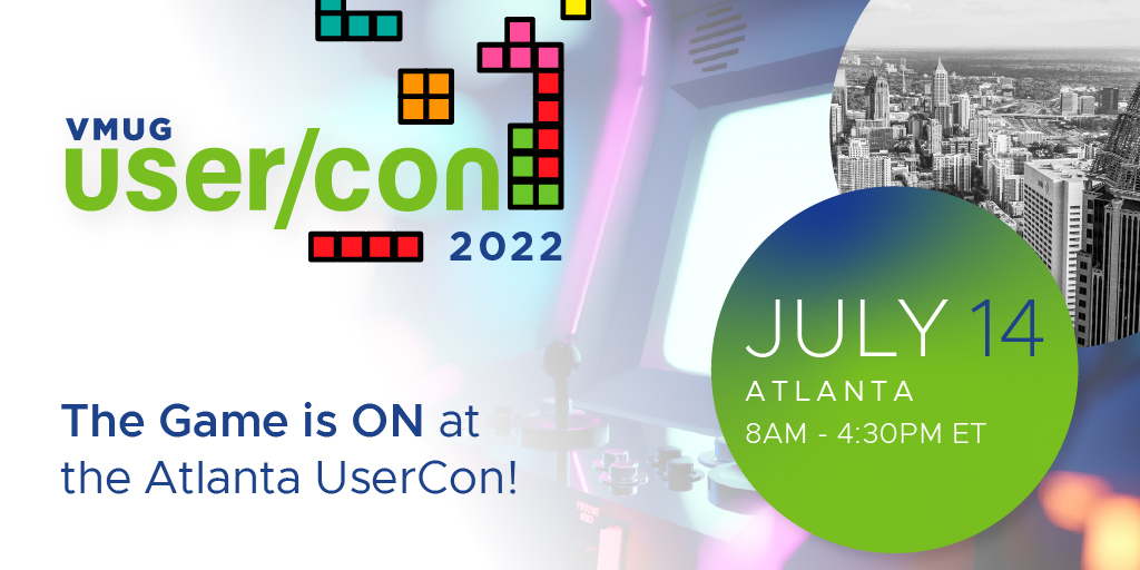 MyVMUG's tweet image. Hey #ATLVMUG! We can&apos;t wait for you to join us at our first ever RETRO GAMING UserCon. Level up your UserCon experience and join us July 14th. With great prizes, #innovative sessions, and more - you won&apos;t want to miss out! 

RSVP and Learn More: bit.ly/ATLVMUG