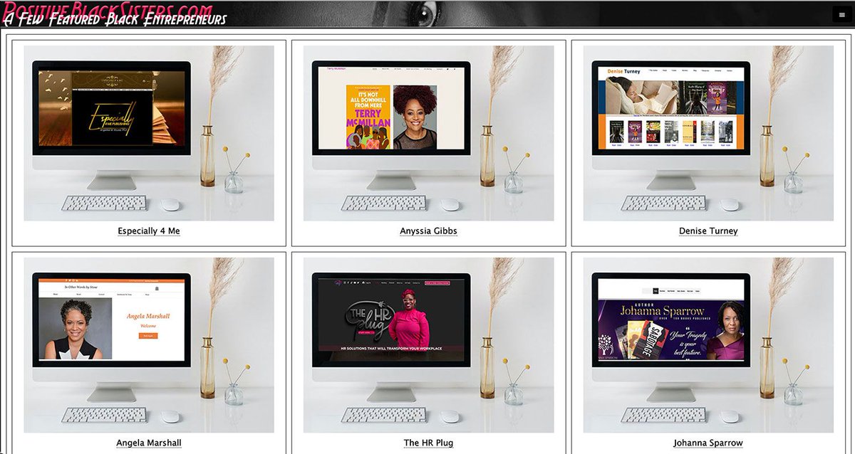 PositiveBlackS1's tweet image. Awesome Black Women Entrepreneurs

Terry McMillan@MsTerryMcMillan
Johanna Sparrow @SparrowJohanna
Denise Turney @DTWriters
Angela Marshall @wordsbystone
LaShawn Davis | The HR Plug @thehrplug

Featured at bit.ly/3OSdACZ
