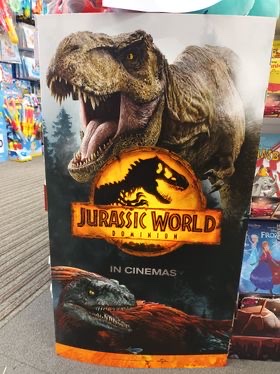 WinsfordShop's tweet photo. It's raffle time! 🎊 🦖 @TheWorksStores Winsford are raffling off their Jurassic World Dominion signage for Cancer Research UK, including their famous T-Rex cardboard cut-out! Tickets are £1 each, available in-store now 🎫 #raffle #charity https://t.co/PIfrMtPptY