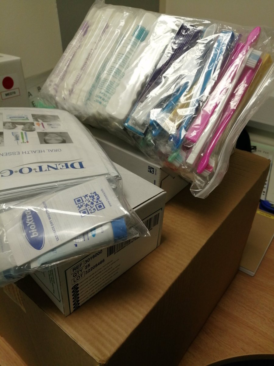 Marion12377410's tweet photo. Like Christmas in the office thanks to the oral health team after training yesterday.  Looking forward to developing my skills for all round holistic rehab 
@SarahMcSALT @gemmaorourkeslt
@CDDFTSpeechDept @CDDFTOralHealth https://t.co/5XP0zdJlZg