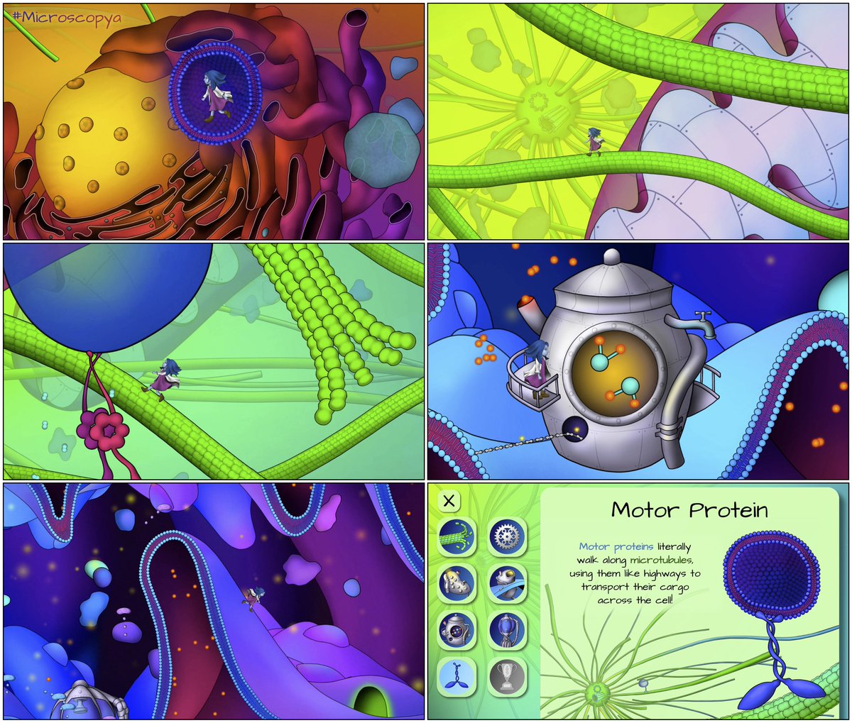 microscopyagame's tweet photo. Microscopya is an adventure game that features hand-drawn #SciArt and puzzles based on real science. Explore the fantastical world, solve molecular puzzles, customize your character, and experience the beauty and complexity of what makes life possible! 
🧬🎨 https://t.co/osFRSGxnvr