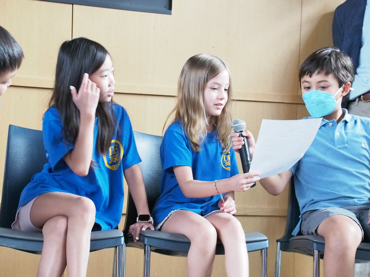 D_ESchool's tweet photo. D-E 360° Summer 2022 has been excited to offer a special new “Written Out Loud” (WOL) opportunity this year! Our campers are learning the art of creative storytelling. Congratulations to these new creative writers who celebrated their original stories earlier today! https://t.co/OZRrnKNRst