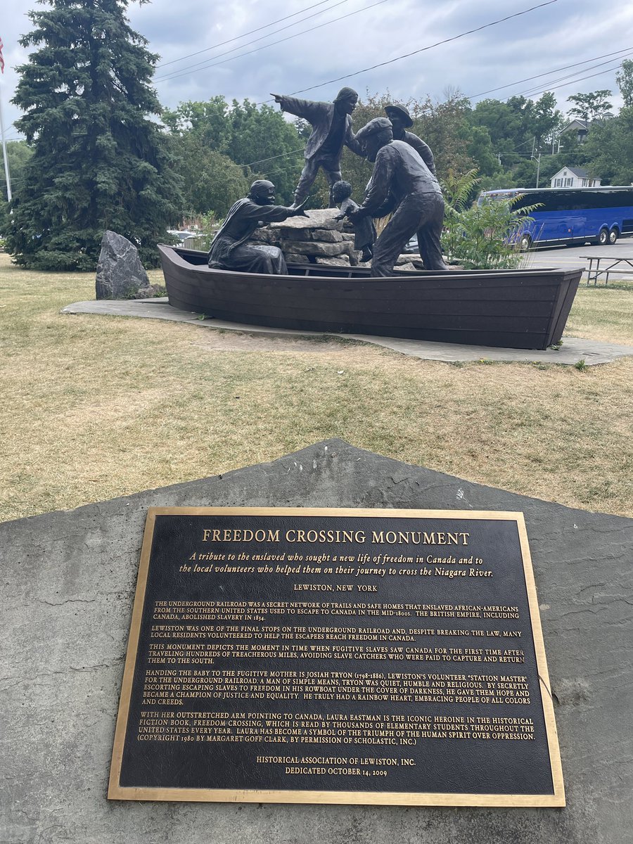 MrsMooney4th's tweet photo. Checking out the Freedom Crossing monument, last stop on the Underground Railroad, we love reading that book each year! Lewiston NY https://t.co/qNbEOcFMYe