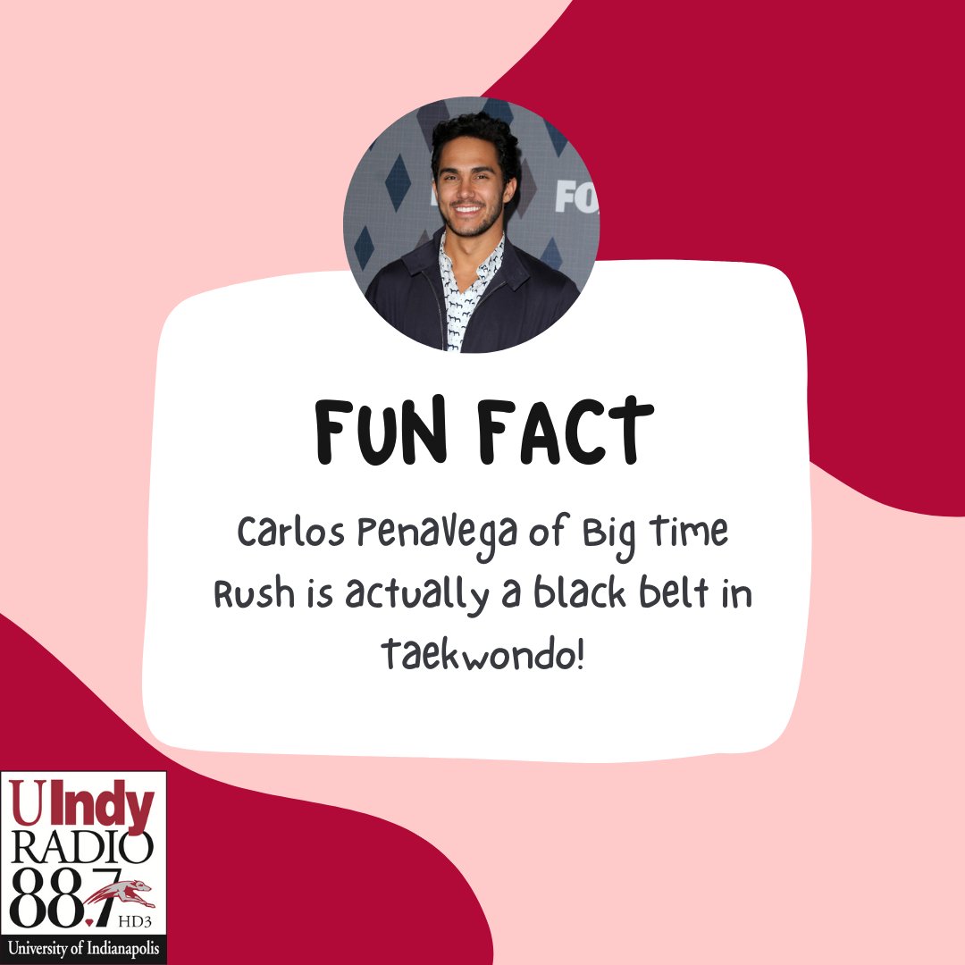 UIndyRadio's tweet photo. In honor of Big Time Rush being on their Forever Tour, here's a fun fact about Carlos! Did you know that he was a black belt? Also, have you seen BTR on tour? Let us know below!
(PS: if you have, we are jealous)
#UIndyRadio #Alt2Alt #BTR https://t.co/iLzwgb3ZGf