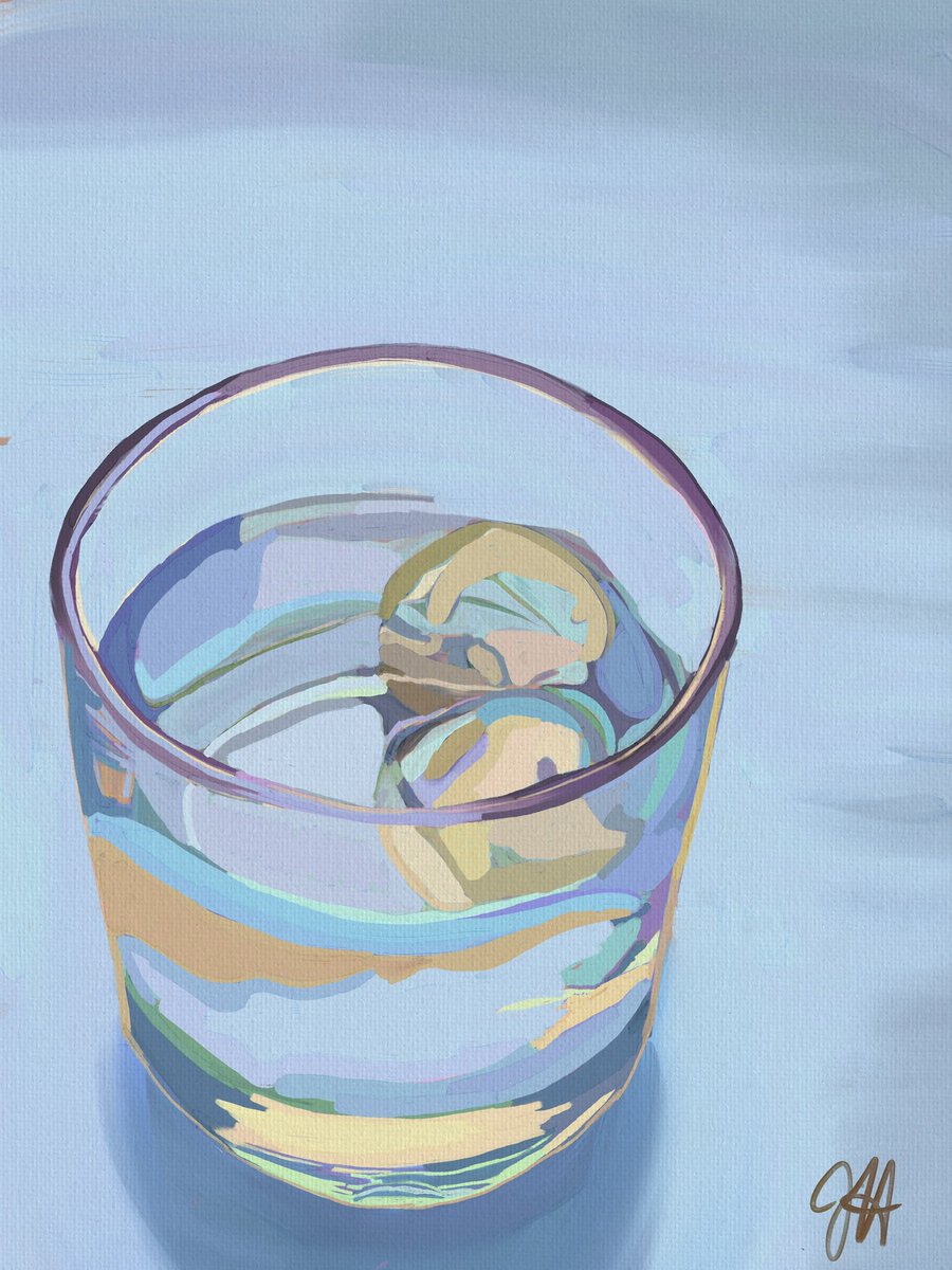 Went to Kai Lin Art gallery with @amandaxlb and saw some beautiful paintings of ice cubes by Kevin Palme. I then made Amanda help me take a bunch of pictures of a cup of water with ice so I can try my own style of it. Here is the outcome