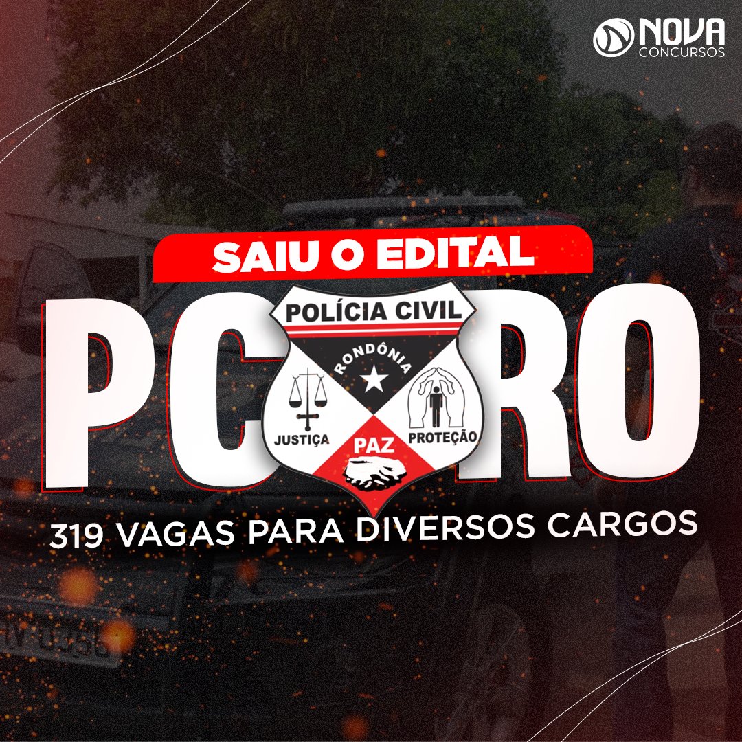 nova_concursos's tweet photo. 🔉Acaba de ser publicado o edital para a PC-RO com 319 vagas para diversos cargos.

Os interações devem se inscrever diretamente no site da CEBRASPE, banca organizadora do concurso, no período de 05/07 a 05/08/2022.

#novaconcursos #concursopolicial #carreirapolicial #editalpcro https://t.co/Y2G5677iO5