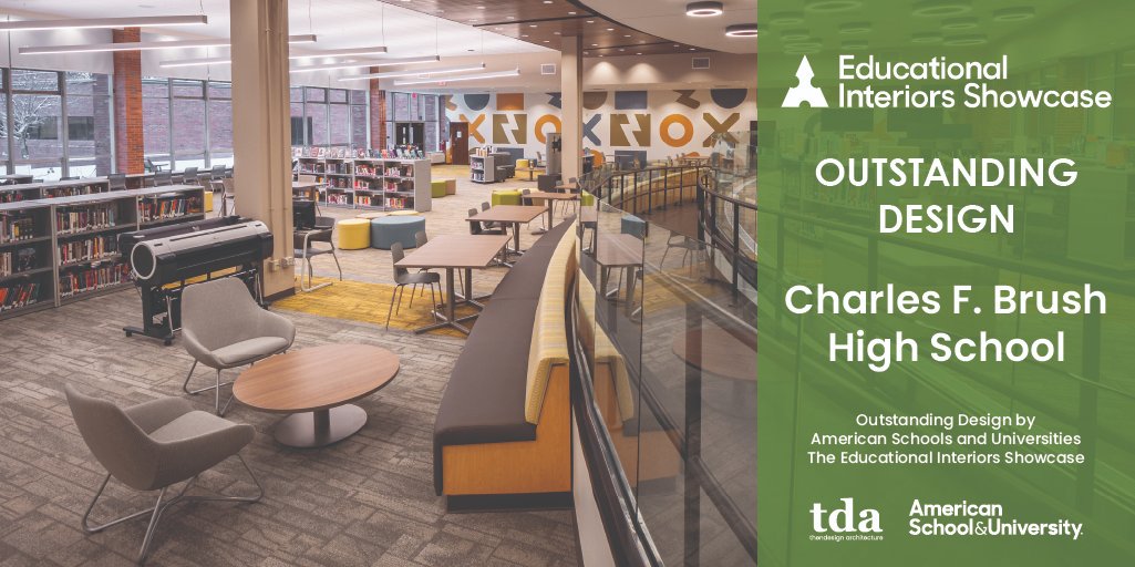 ThenDesignArch's tweet photo. .@SELSchools Charles F. Brush High School named an Outstanding Design in the Educational Interiors Showcase by @ASU_mag.

This transformative renovation supports modern education while embracing both the history and the future of the district.

https://t.co/R1ZiHSlRSR https://t.co/O5aCfDrcp2