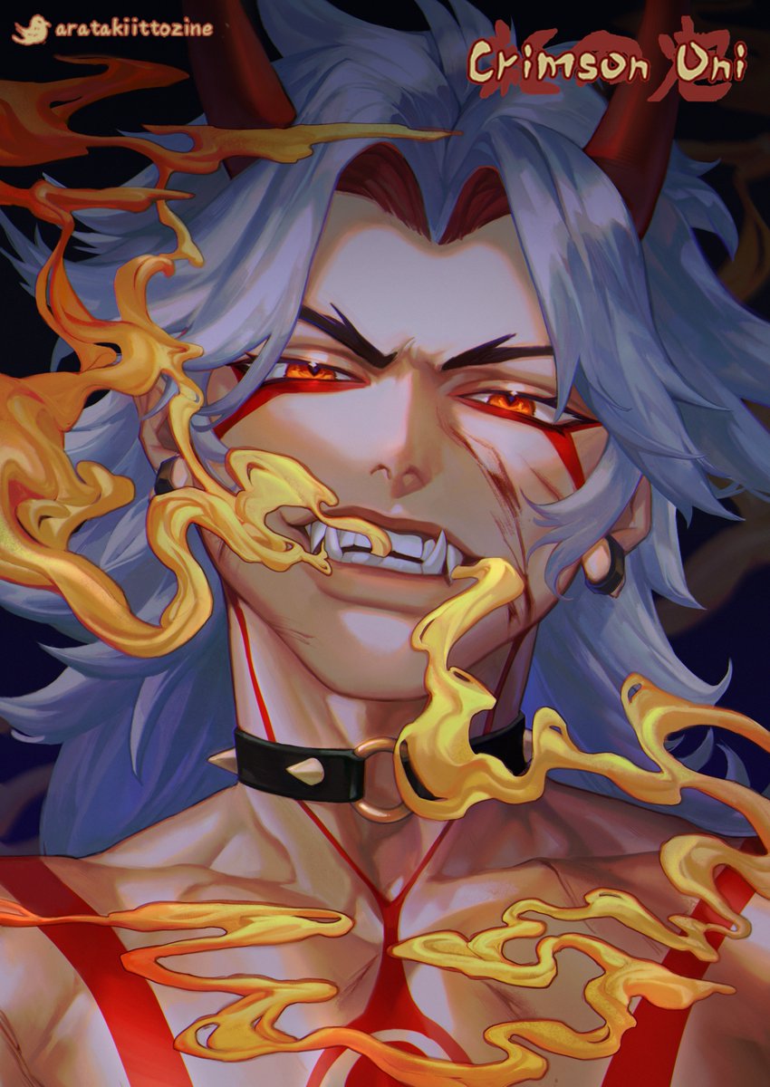 here's the miniprint I did for @AratakiIttoZine !! thanks for the opportunity again 👹