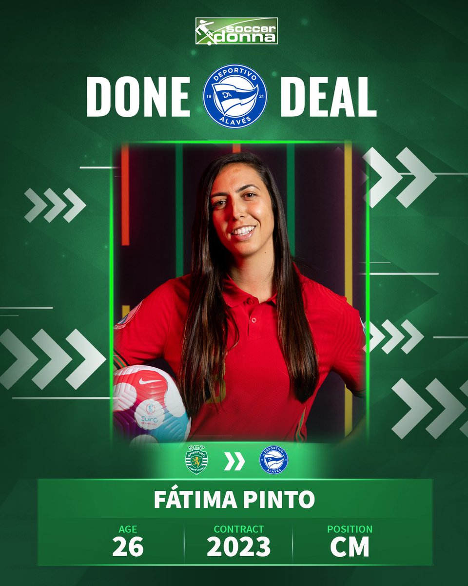 soccerdonna's tweet photo. 2️⃣ Done Deals for the Primera Iberdrola:
Fátima Pinto leaves Lisbon and moves to Spain. She joins Deportivo Alaves on a 1-year deal. 
Real Sociedad have signed Alejandra Bernabé from Atlético.

Good signings? 😏

#FatimaPinto #AlejandraBernabe #PrimeraIberdrola https://t.co/qCvw07nhYF