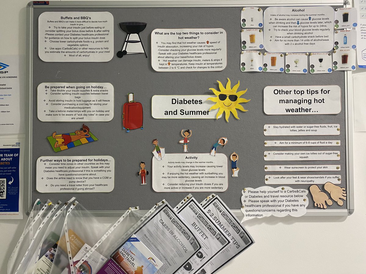 With summertime comes holidays✈️BBQs and hot weather☀️(albeit a handful of days living in the UK.) For people with Diabetes this can bring new challenges, see ⬇️. I’m learning so much in my new rotation in Diabetes, loving it! <a href="/gloshospitals/">Gloucestershire Hospitals NHS Foundation Trust</a> <a href="/Glos_Diabetes/">Gloucestershire Hospitals Diabetes Team</a> #T1DM #T2DM
