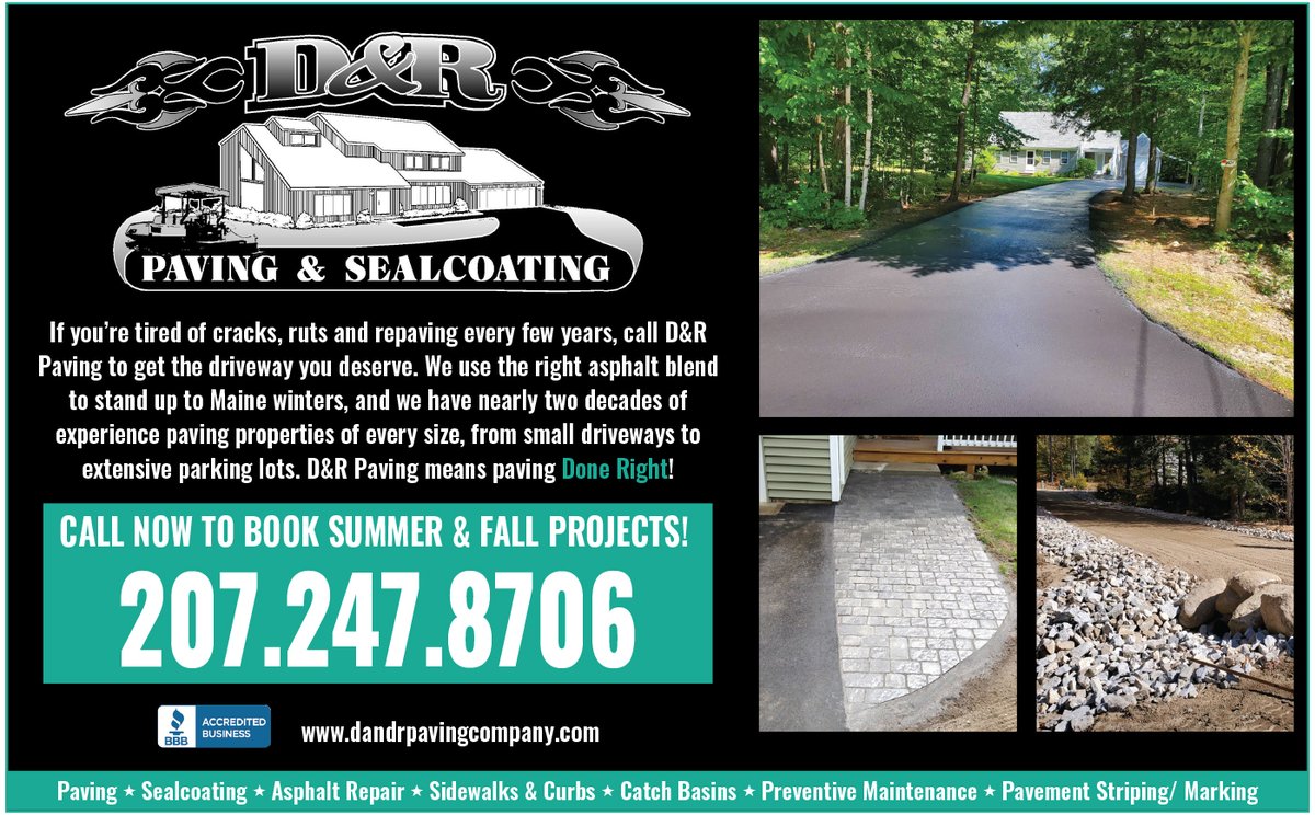 It's #paving & #sealcoating season in #Maine - make sure it's done right with D & R! Call 207.247.8706 to book your #Summer #driveway, #parkinglot, or #pavementstriping project today or click dandrpavingcompany.com  #locallyowned #maine #southernmaine #local #keepitlocalmaine