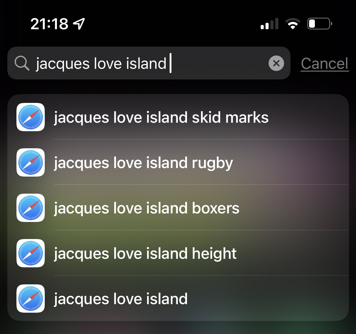 paige you have pissed be off but PLEASE don’t get upset over a man who’s 1st search comes up as ‘skid marks’ #LoveIsland