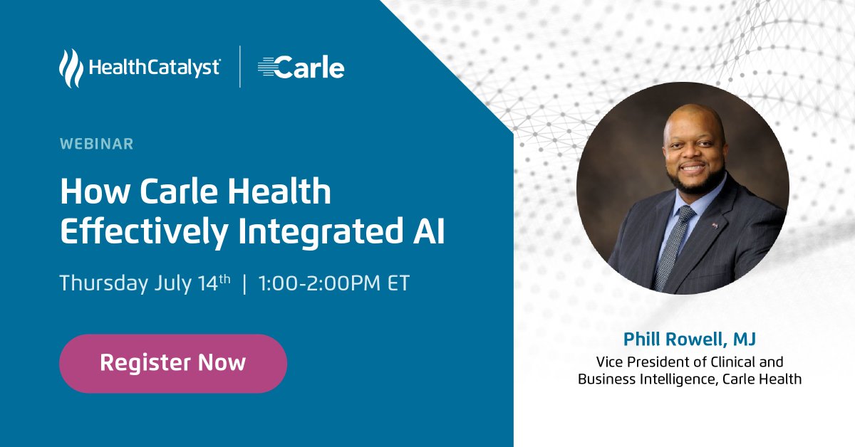 HealthCatalyst's tweet photo. Experts predict a 40% increase in #AI use over the next two years in #healthcare. Are you ready? Learn how @Carle_org used AI for COVID-19 success.

https://t.co/ladYzG83Yp https://t.co/53YmL2JceU