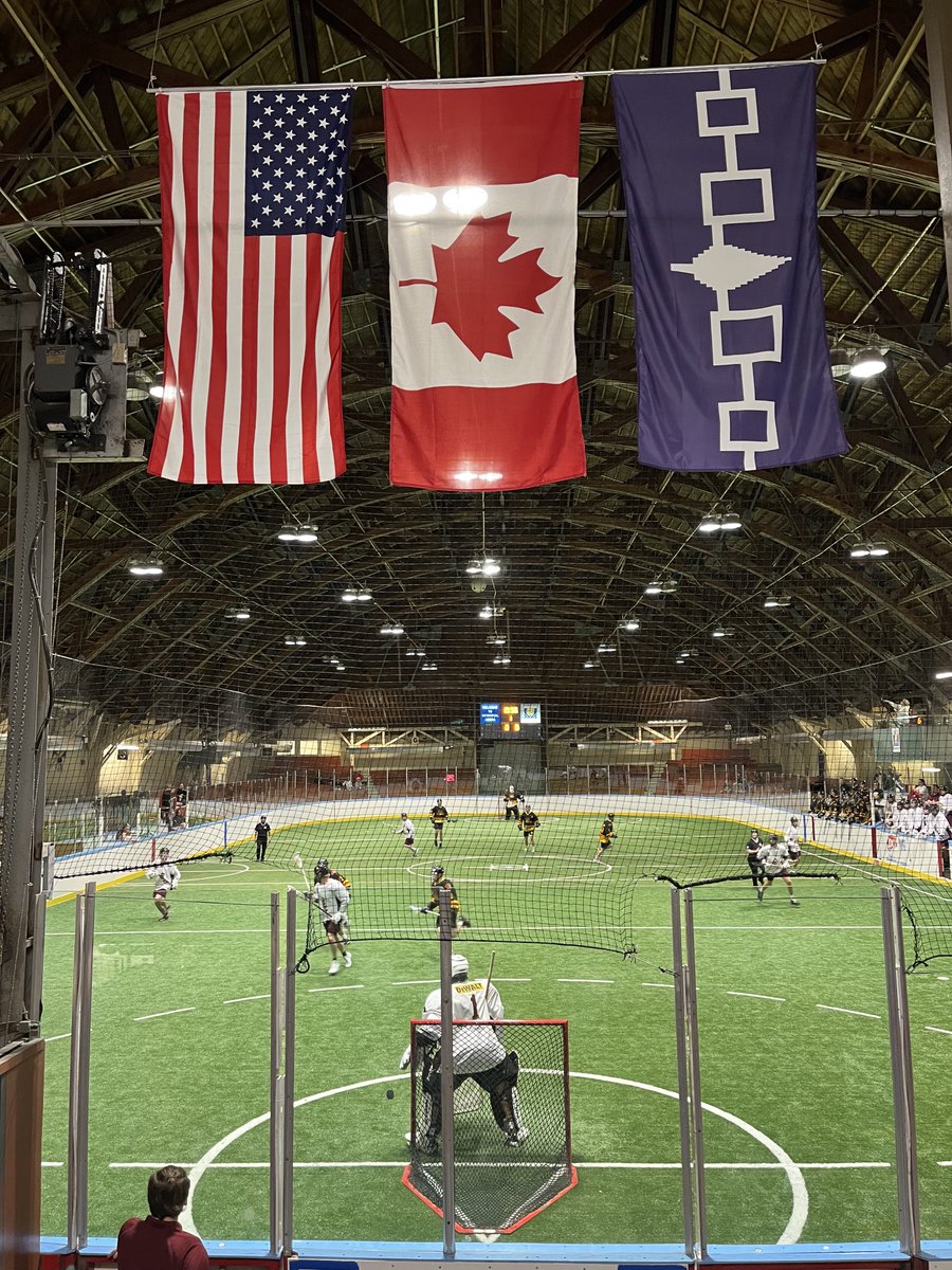 To recognize and support our indigenous friends and the game they gave us I had the idea of doing this in Memorial Arena in Brampton. City Council passed my idea 13-0. I want to thank Cody Jamieson and Jeremy Thompson in supplying this flag. We challenge all other’s to do this.