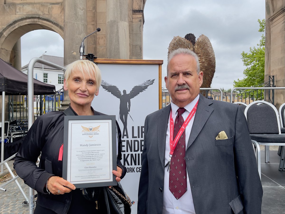 MickWhitleyMP's tweet photo. I was very moved to hear from Mandy Jamieson, who lost her son Daniel to knife crime 4 years ago whilst at the unveiling of the Knife Angel which stands at the grand entrance to Birkenhead Park during July, the #knifeangel brings to life the devastating reality of #knifecrime https://t.co/NAfWCKs4pJ