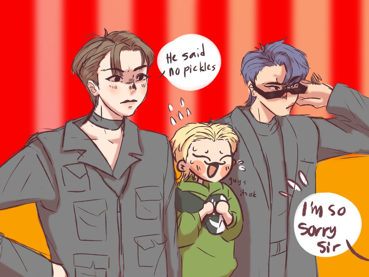 No pickles for sannie
.
#ateez #ateezfanart #yunho #san #mingi #에이티즈 #에이티즈팬아트 #윤호 #산 #민기 