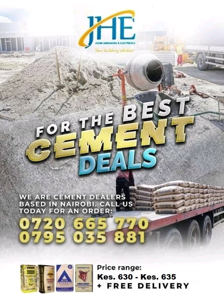 Give us a call for the best deals on cement with Nairobi and it's environs 0720665770