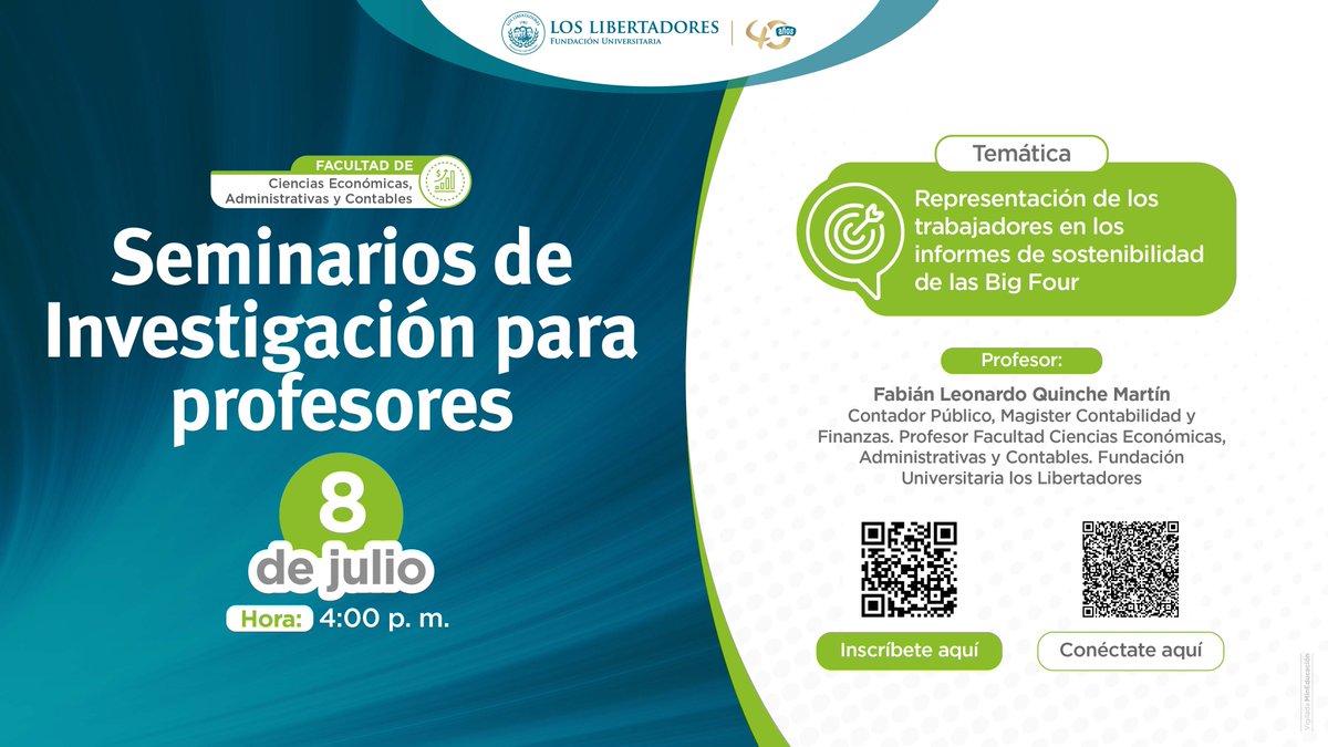 MelvaGomez18's tweet photo. Cordialmente invitados a participar hoy a las 4 pm en el SIP. Hoy nos acompaña Fabián Quinche con el tema: Representación de los trabajadores en los informes de sostenibilidad de las Big Four. Modera el Dr. Daniel Castro - Director Ejecutivo de ASFACOP. https://t.co/P31ZgfCrqi