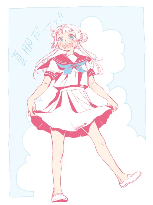 お題【清凝&初夏】遅刻&オーバー&現パロで失礼します初夏…しょか…セーラー服…夏服!?となり完全に時代ド無視でこんなに肌出したら師父も狗哥もびっくりしちゃうね。私だけが楽しかった謝謝#xiao_1draw 