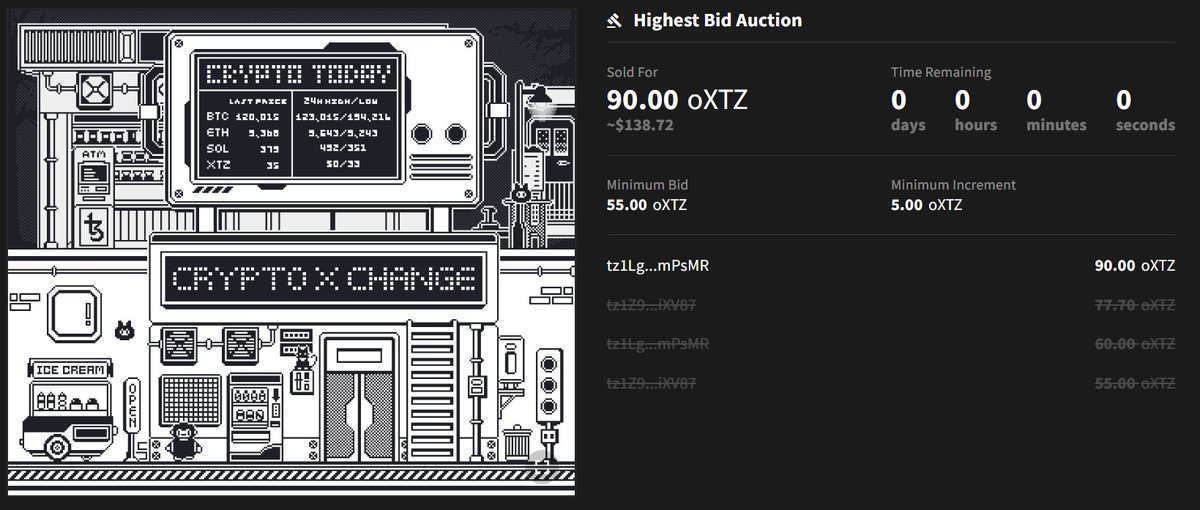 Meganeko_Art's tweet image. The auction has been settled 💙

My Crypto X Change sold to 0x_wes for 90 $XTZ 😭 I thought I was dreaming 😭Thanks a million for your support 🙇‍♀️

and BIG THANKS to sudoWright for starting the bid and always supporting me I really really appreciate it 🙇‍♀️🙇‍♀️