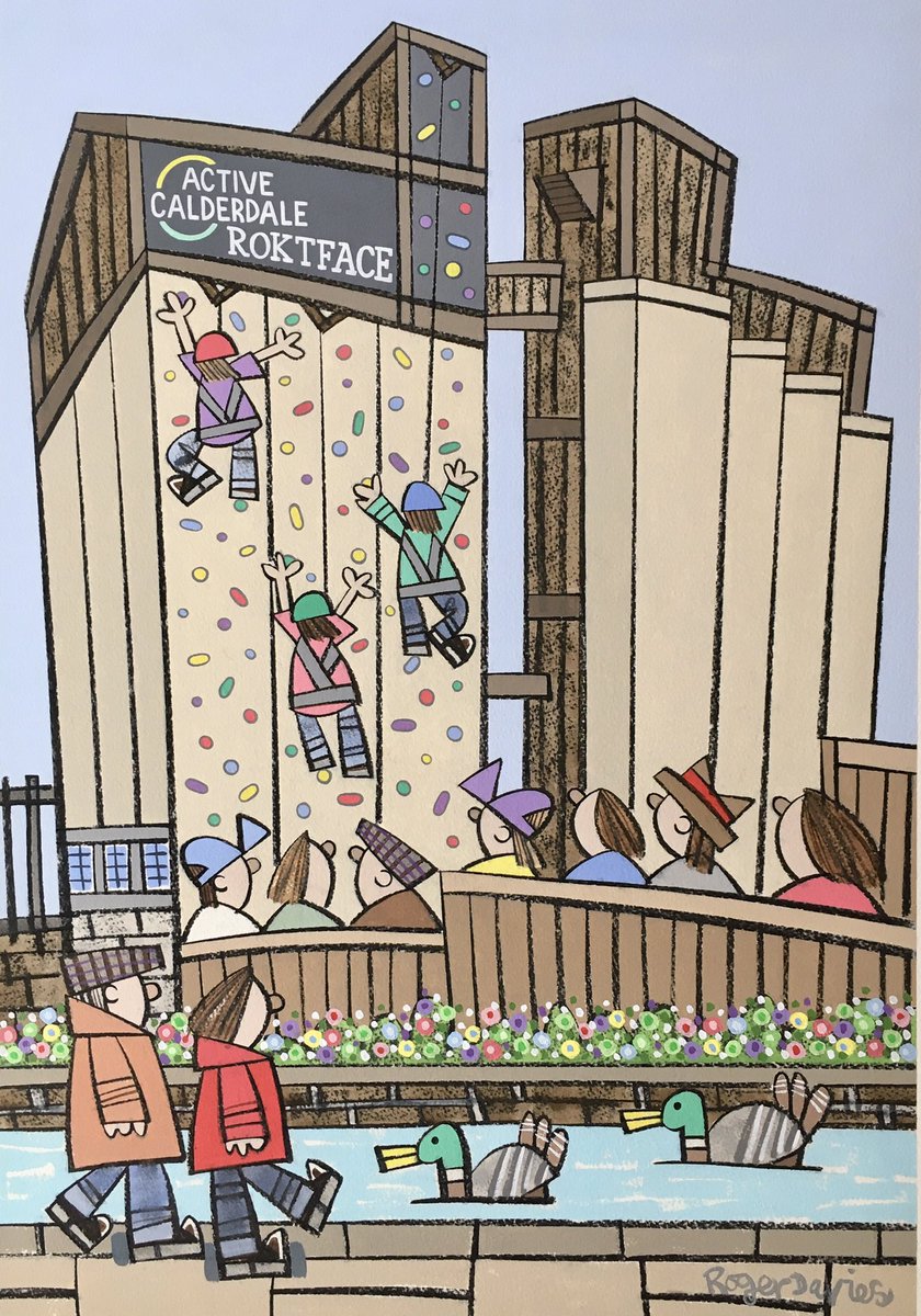 RogerDavies01's tweet photo. The forecast is great, the sunshine is coming to Brighouse this weekend! Here’s three summertime paintings of mine which are available at the @HarrisonLordArt Gallery in Brighouse, celebrating the @Themillersbar @roktclimbinggym and @Blakeleyschippy 

Have a great weekend! https://t.co/i5z1eYCT9J