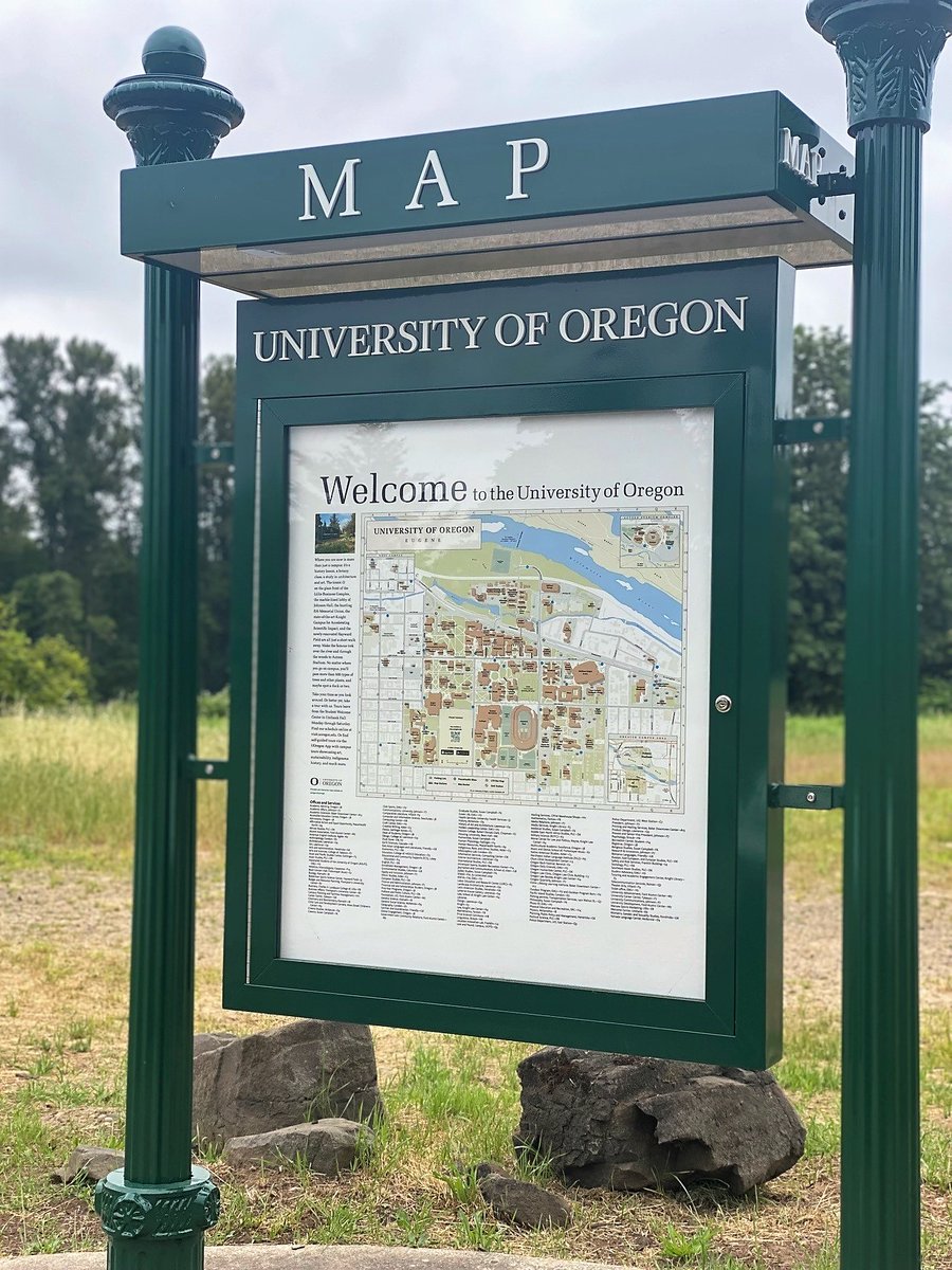 UofOCPFM's tweet photo. Improvements were made along the Ruth Bascom Riverfront Path, including new pavers, improved bike rack, & maps installed in at the map station #UOCPFM #HowDucksWork #UO https://t.co/EG2RA9bMoF