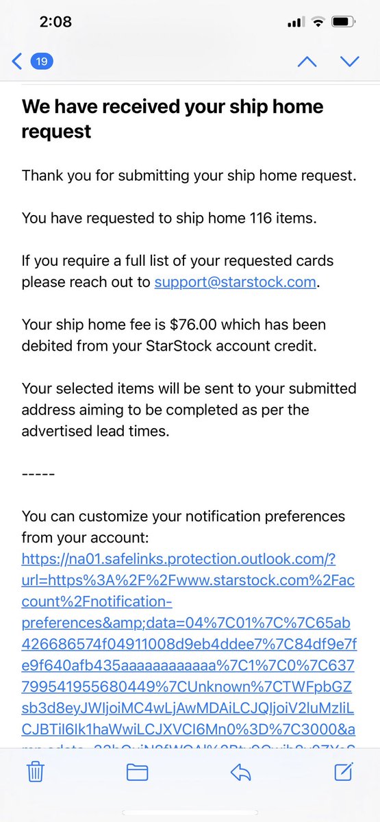 After paying $76 to ship home 116 cards on February 8th I have still not received my cards. They informed today it most likely will be in August. Hey <a href="/starstock/">StarStock</a> what is going on?