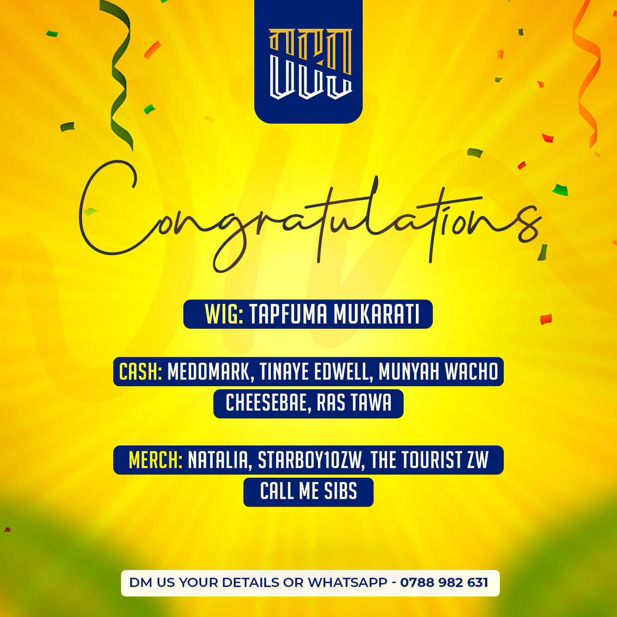HELP ME CONGRATULATE 🎉💪👏

<a href="/tfmukarati49/">Tapfuma</a>  <a href="/TinayeEdwellYAV/">Amb. Tinaye Edwell</a>
 <a href="/Munyah_Wacho/">Street Hustler_Gri7zmann 💊🇿🇼🇨🇳🇪🇸💵💴</a> @Smash_Reece <a href="/PettylilRi/">cheese Bae</a> <a href="/ZwTourist/">The Tourist Zw</a> @_callmesibs

Last but not least 

My brother <a href="/starboy10_zw/">~we Barca 💥🇪🇦</a> 
My Big sister 😅😂♥️ - @hilzlee