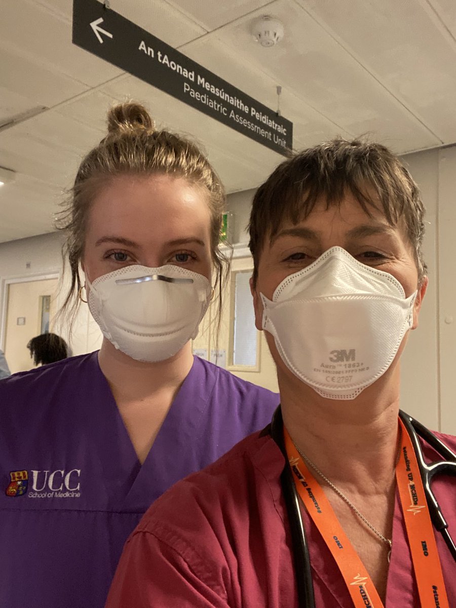 Very happy ladies: my last morning as an intern in CUH & heading to GP training induction this afternoon with daughter Celia on her Paediatric placement as 1st year GEM UCC.