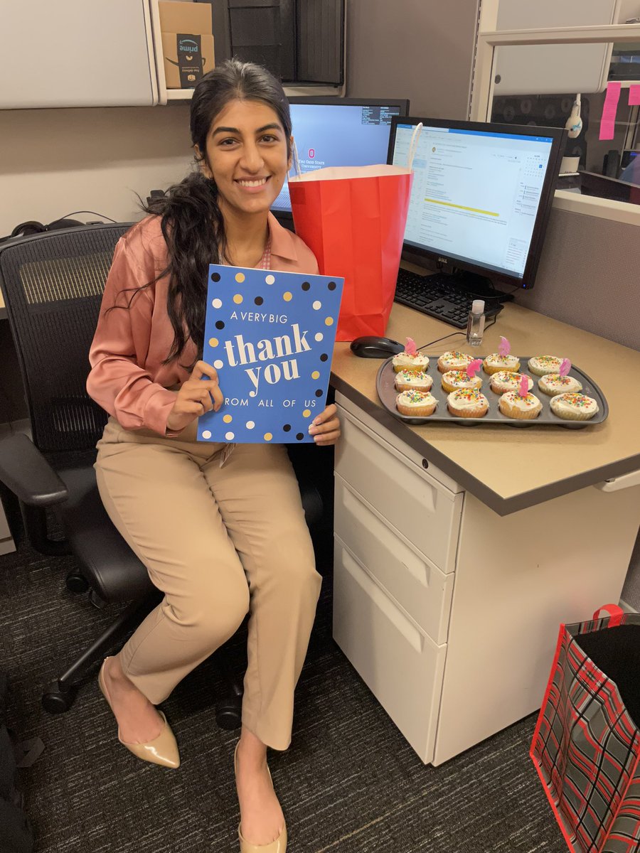 Today is our fantastic Clinical Research Assistant <a href="/aliza_khuhro/">aliza</a>’s last day with us 😭😭 We hate to see you go but we’re so excited to see what you accomplish next! <a href="/OhioStateMed/">The Ohio State University College of Medicine</a> you’re getting a great one! #ResearchTeam #StreamTeam #Pipeline #OSUWexMed #OSUCOM <a href="/TashaPosidPhD/">Tasha Posid, PhD</a>
