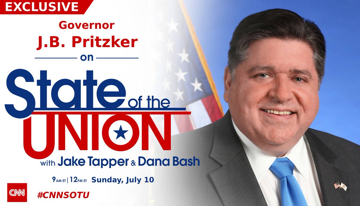CNNSOTU's tweet photo. SUNDAY: @GovPritzker joins @jaketapper on #CNNSOTU. https://t.co/RZ0jELZWcP