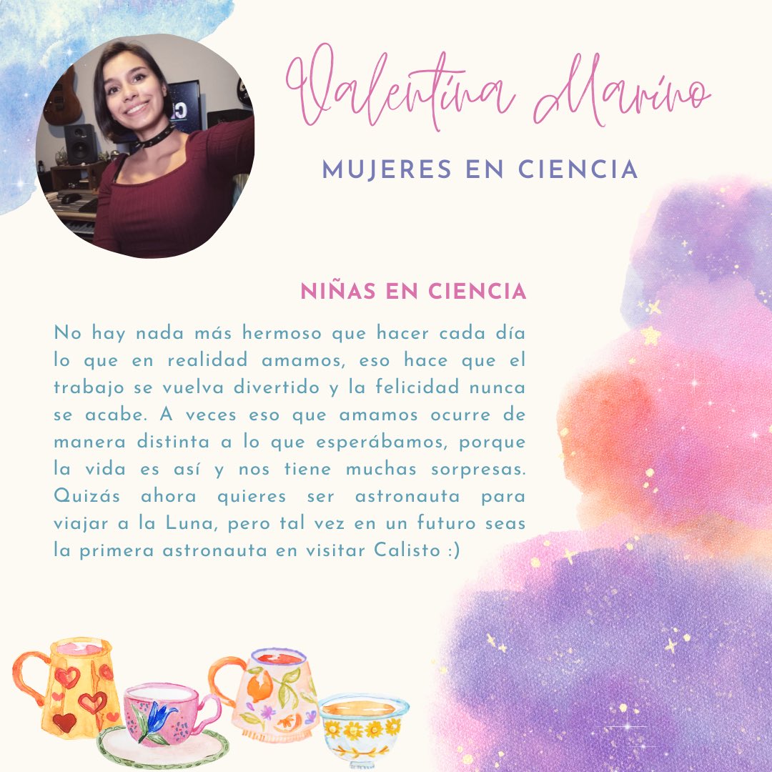Muy emocionada de retomar los viernes de ConociendoTé Mujer en Ciencia 🫖✨

Hoy a las 16:00 hrs nos tomaremos un rico té junto a Vale ¿Y tú, ya tienes listo tu té?

Link: tiny.cc/AstroDaniela