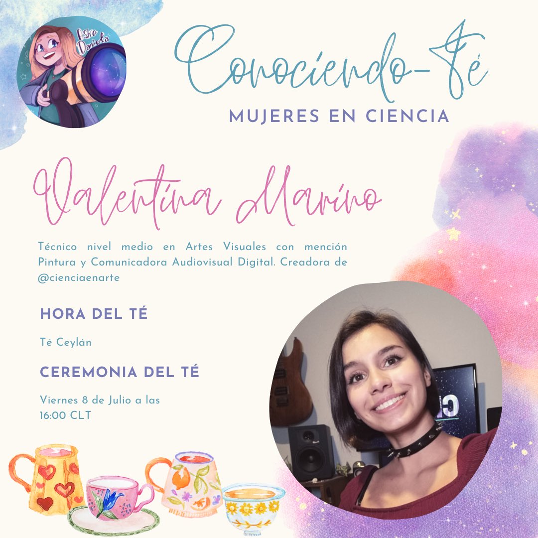 astrodaniela_'s tweet photo. Muy emocionada de retomar los viernes de ConociendoTé Mujer en Ciencia 🫖✨

Hoy a las 16:00 hrs nos tomaremos un rico té junto a Vale ¿Y tú, ya tienes listo tu té?

Link: https://t.co/AKQLhNsf0Q https://t.co/TA9UOaG6Kl