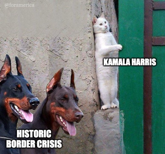 ForAmerica's tweet photo. Kamala is hoping we forgot Biden put her in charge of fixing the border. https://t.co/Ber6iYsU1Z