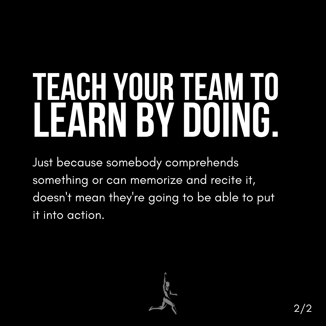 Fergus_Connolly's tweet photo. Put your team into action if you want them to succeed. You can continuously explain a game play, strategy, or work process, but until your team is hands on, it won't stick. 

#Performance #LeadershipCoach #Leadership #KnowledgeIsNotPower #AppliedSportScience #Coach https://t.co/epfhJAObgr