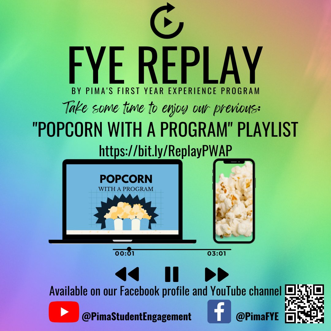 PimaFYE's tweet photo. The #PimaFYE team has some kernels of wisdom still stuck in our Youtube Page @PimaStudentEngagement &amp; Facebook page @PimaFYE …can you find them? See the recordings of past #PopcornWithAProgram events to learn all about #PimaPrograms ! Direct link here: https://t.co/nZFusm47FG https://t.co/6Ms6VNs5ZT