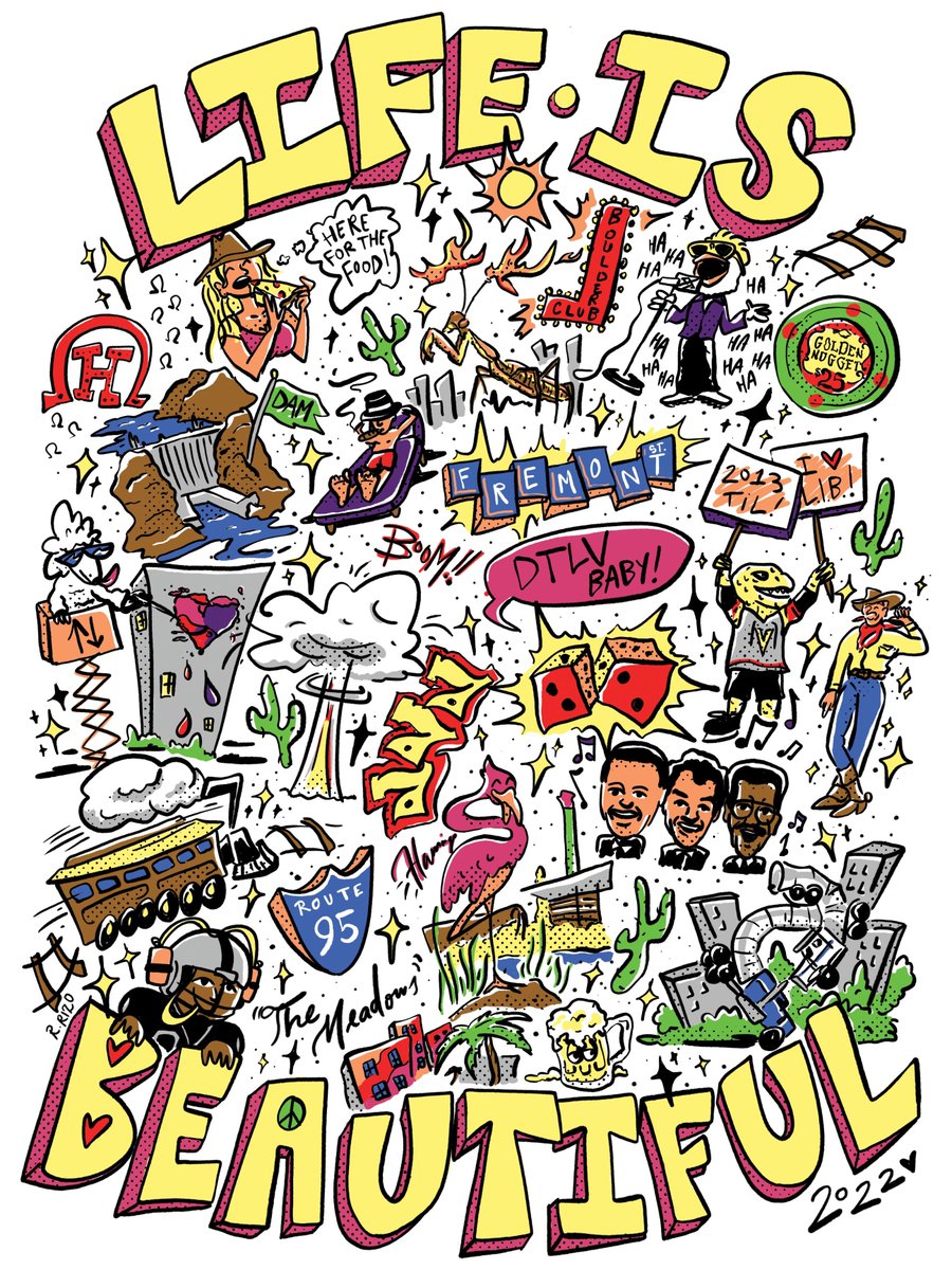 The official Life is Beautiful 2022 poster is finally here! Congrats to Richie Rizo (<a href="/richierizzz/">Richie Rizo ✨🍒</a>) on winning this year’s Art Poster Contest! 🤩