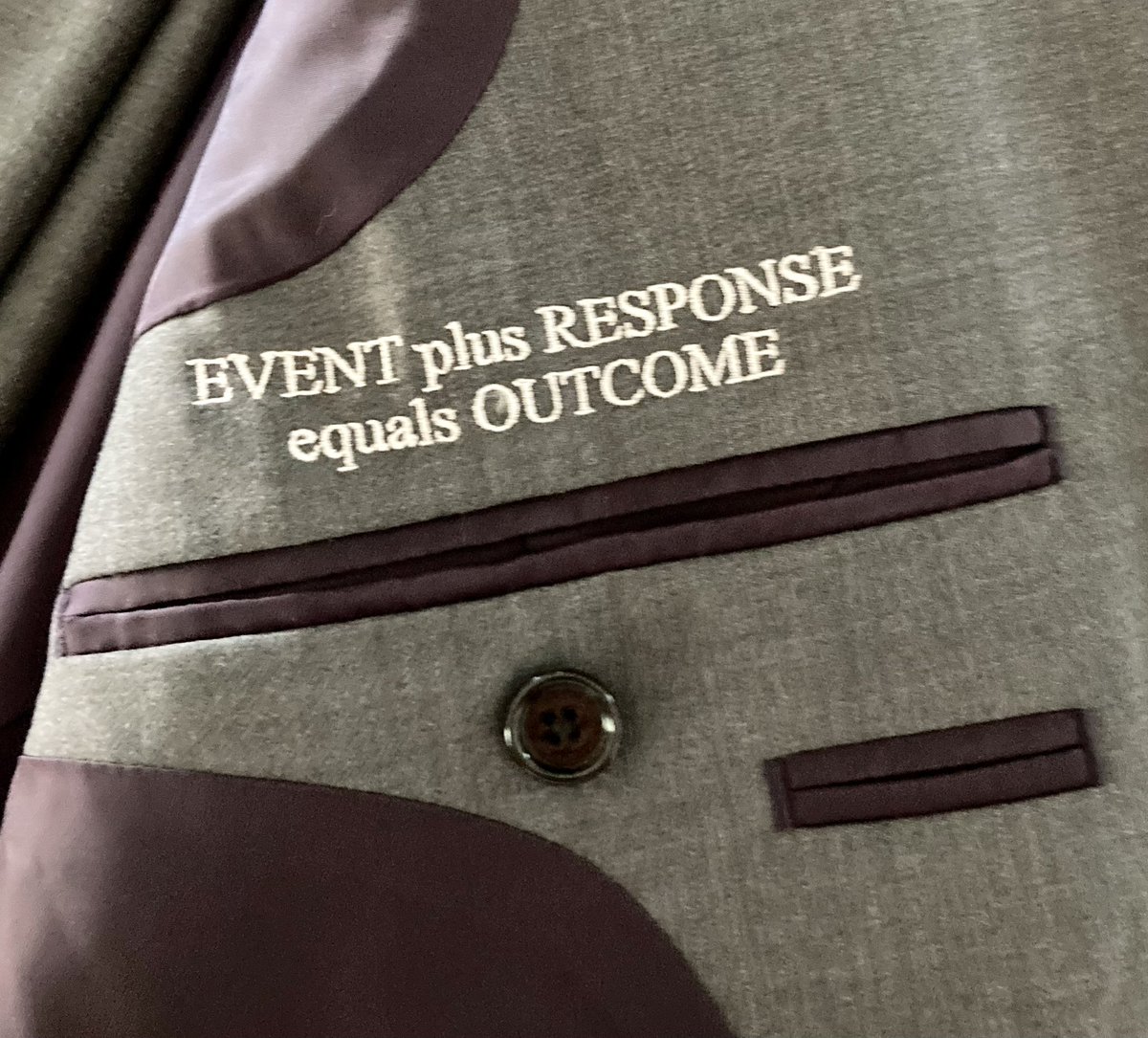 jefbev's tweet photo. @briankight @inkyjohnson A reminder in one of my suit jackets… #EplusRequalsO https://t.co/bEXmRWZ46r