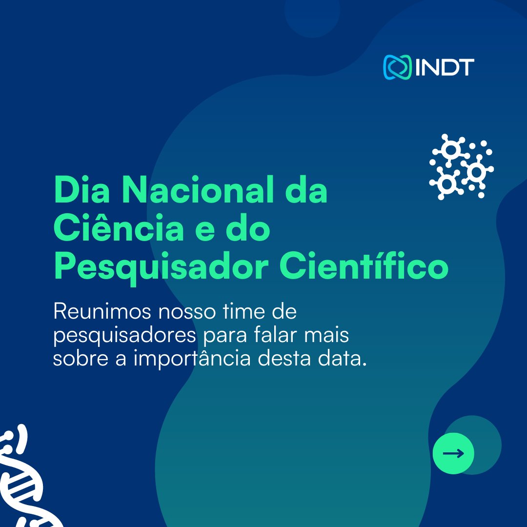 indt_instituto's tweet photo. ⚛️ No dia 8 de julho comemoramos o Dia Nacional da Ciência e do Pesquisador Científico. Mais que um momento de valorização, a data simboliza a importância da área científica nacional e estimula o trabalho de quem abre espaço para novas descobertas diariamente. https://t.co/0Z8vSXmwQW