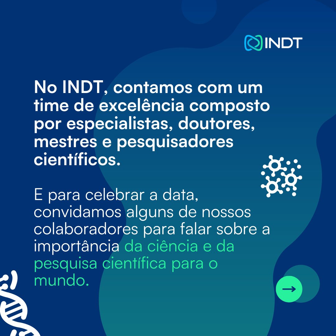 indt_instituto's tweet photo. ⚛️ No dia 8 de julho comemoramos o Dia Nacional da Ciência e do Pesquisador Científico. Mais que um momento de valorização, a data simboliza a importância da área científica nacional e estimula o trabalho de quem abre espaço para novas descobertas diariamente. https://t.co/0Z8vSXmwQW